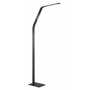 Kovacs 50.88 in. Anodized Brushed Black Modern 1-Light Dimmable CCT LED Standard Floor Lamp for Living Room with Shade
