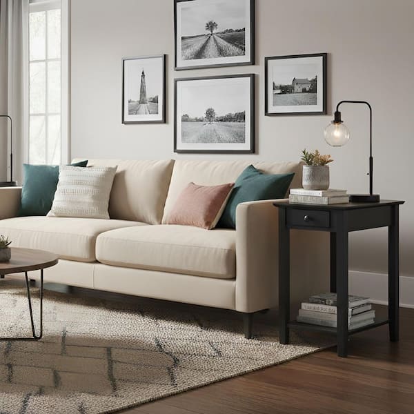 International Concepts Narrow 25 in. H Black Solid Wood End Table