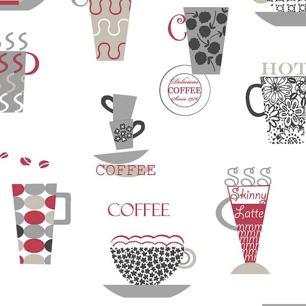 Coffee Time Vinyl Strippable Roll Wallpaper (Covers 56 sq. ft.)