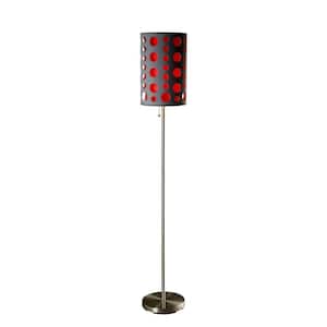 62 in. Modern Retro Grey-Red Floor Lamp