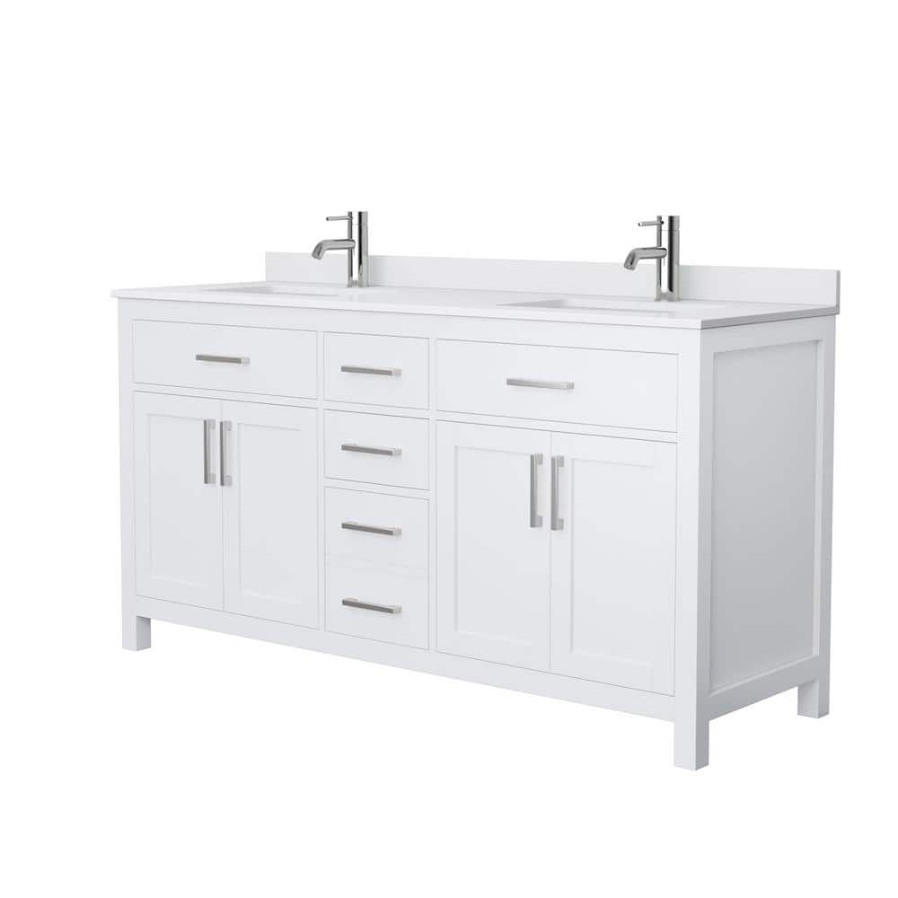 Beckett Freestanding 66'' White Double Vanity with Cultured Marble Top