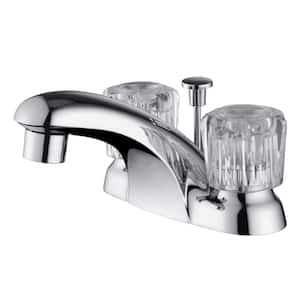 Prime Classic 4 in. Centerset Double-Handle Bathroom Lavatory Faucet Rust Resist with Drain Assembly in Polished Chrome
