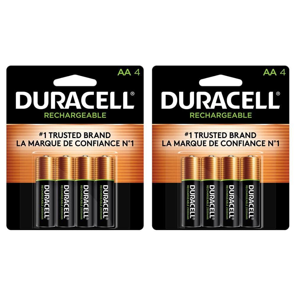 Duracell Rechargeable AA 4-Count Battery Mix Pack (8 Total Batteries)  004133304303 - The Home Depot