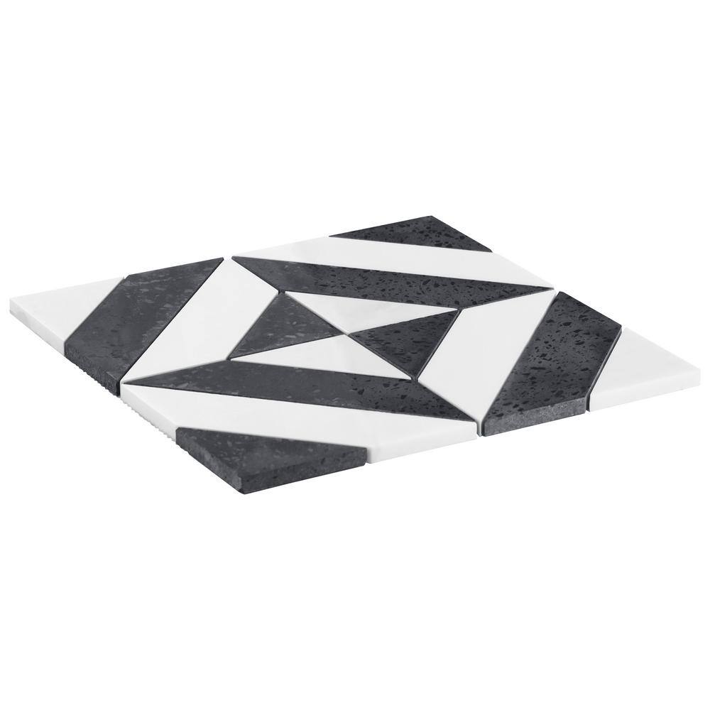 Pepper Black and White Polished Marble Mosaic Tile