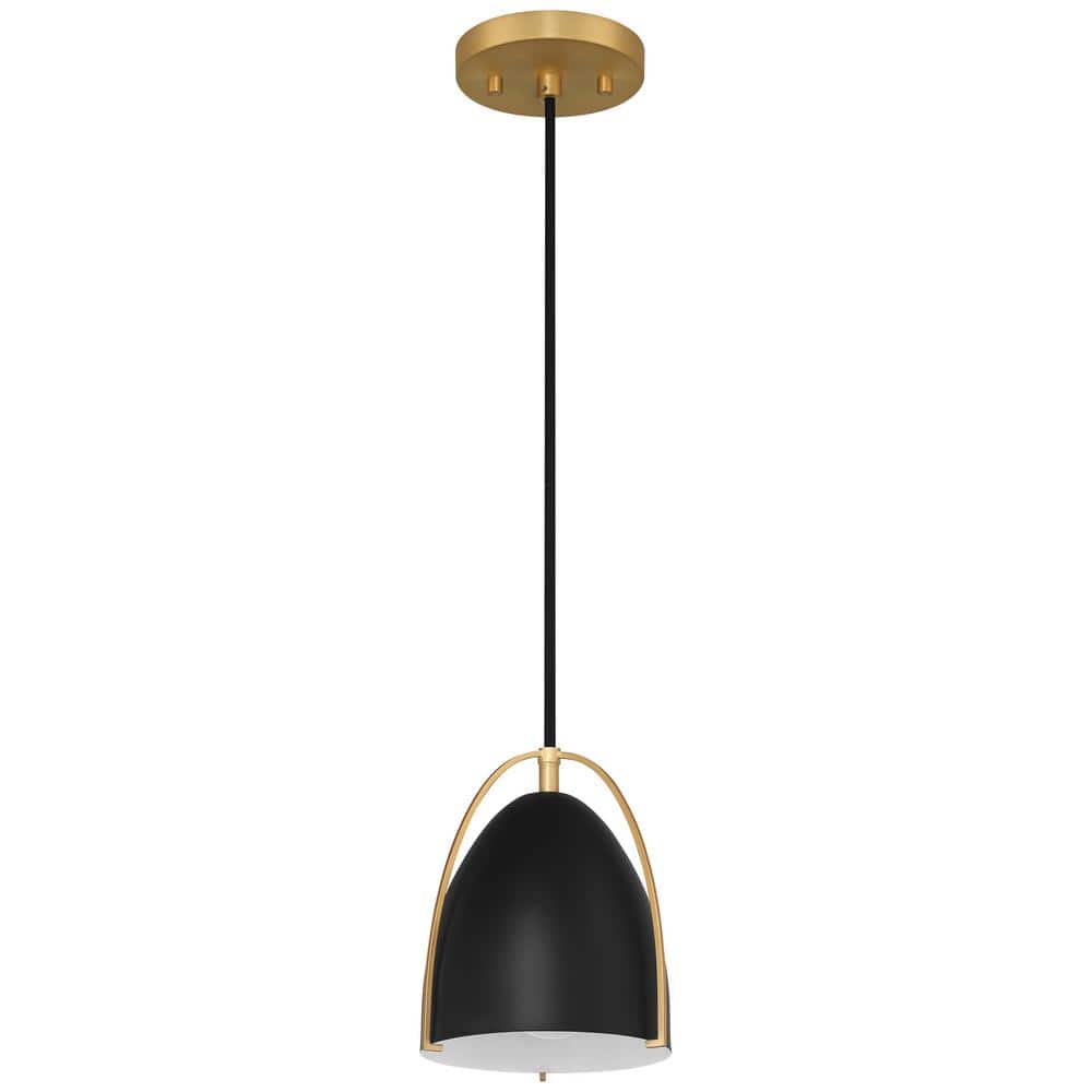 Axel 60-Watt 1-Light Matte Black Shaded Pendant Light