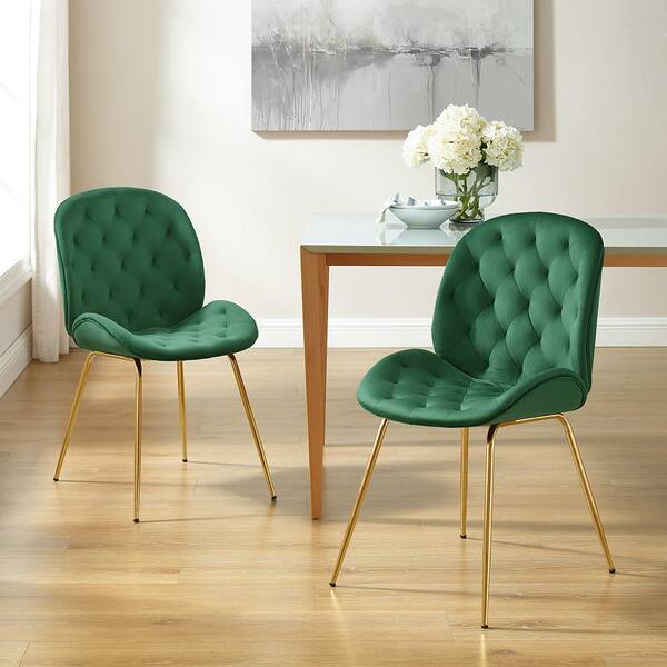 Green velvet chairs with deals gold legs