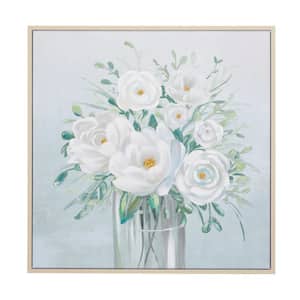 1- Panel Floral Bouquet Framed Wall Art with Tan Frame 40 in. x 40 in.
