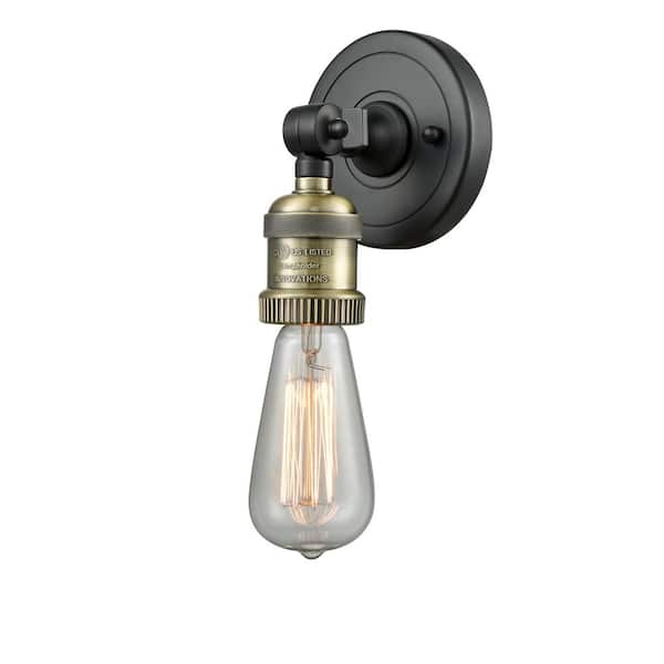 Bare Bulb 1-Light Black Antique Brass Wall Sconce