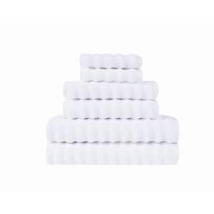 Zero Twist 6-Piece White Solid Cotton Towel Set