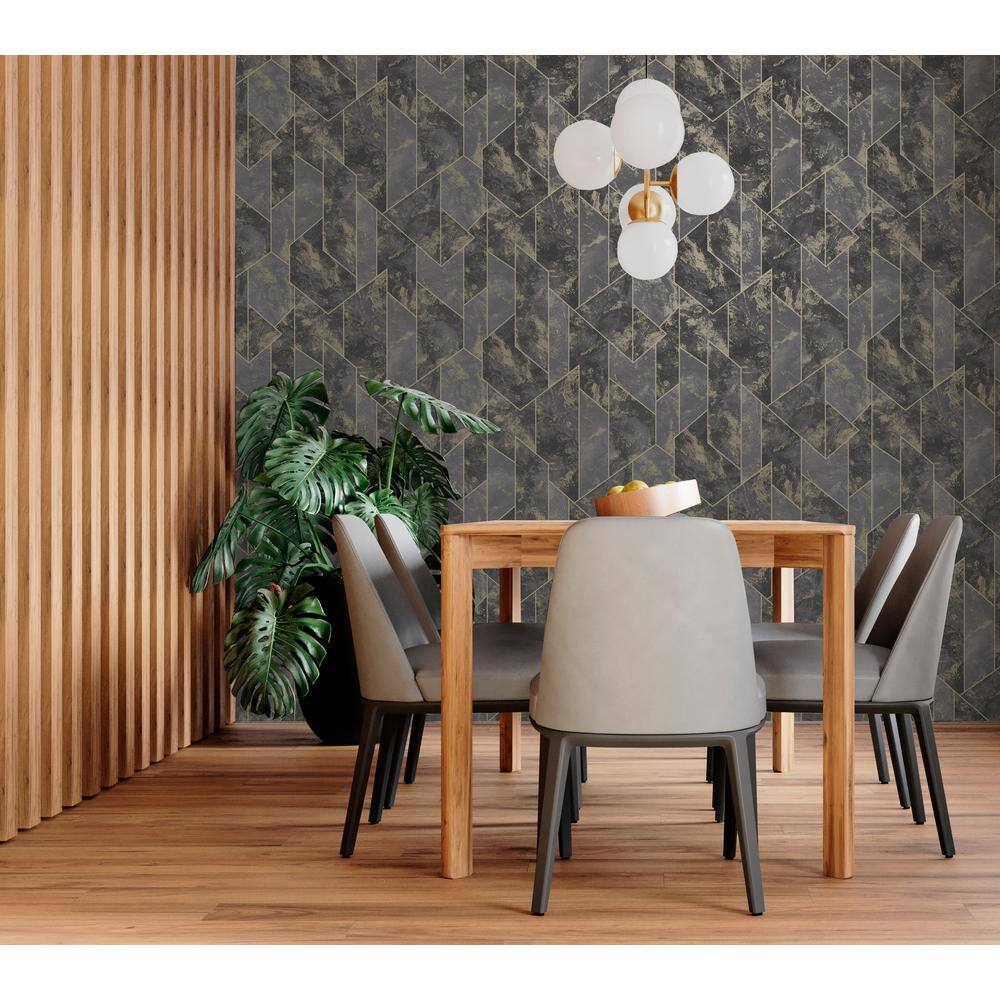Charcoal Geometric Marble Non-Woven Non-Pasted Wallpaper