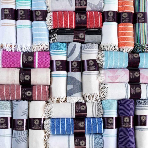 KAFTHAN Textile Plaid Turkish Cotton Bath Towels (Set of 4), 59