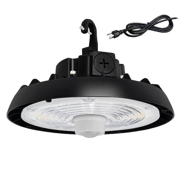 12.8 in. Black 21000LM 150W Integrated UFO LED High Bay Light Adjustable 2CCT with Motion Sensor, AC120-277V, UL Listed