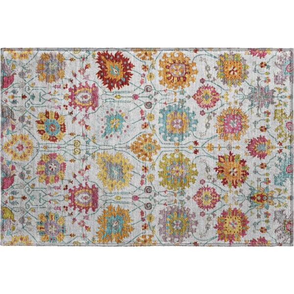 Mayfield Premium Machine Washable Abstract AMF2288 Ivory 3 ft. x 4 ft. Area Rug