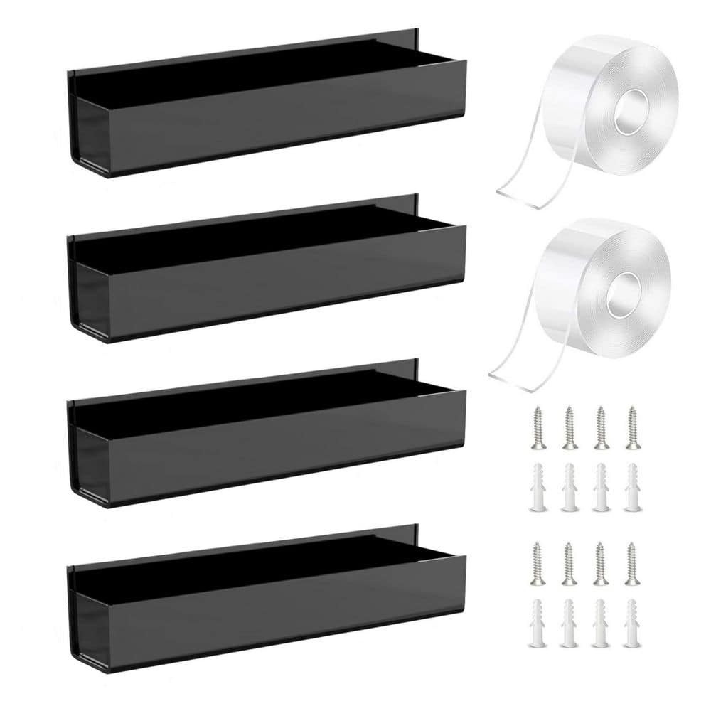 4-Pack Black Adhesive Acrylic Spice Rack with 2-Nano Double Sided Tape, Wall Mount Spice Shelf for Kitchen price history on PriceWatchPro