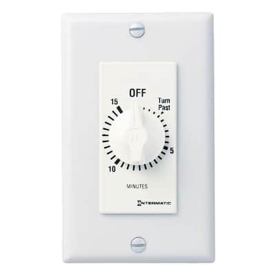 FD Decorator Series 20 Amp 15-Minute In-Wall Auto-Off Spring Wound Timer, White