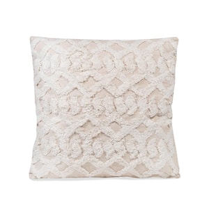 Macrame 18 in. x 18 in. Natural Rectangle Outdoor Throw Pillow