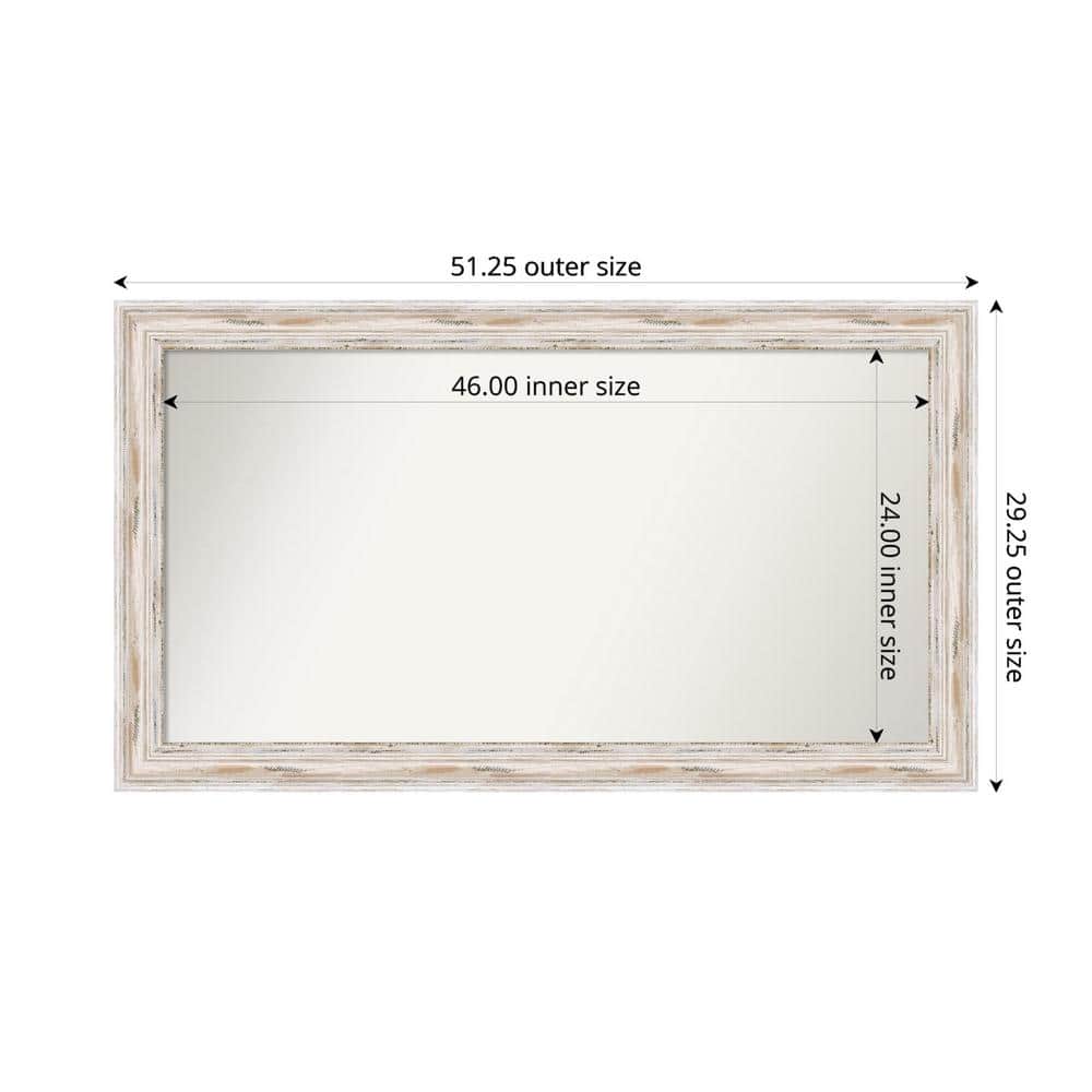 Alexandria Whitewash 51.25 in. x 29.25 in. Custom Non-Beveled Wood Framed Bathroom Vanity Wall Mirror price history on PriceWatchPro