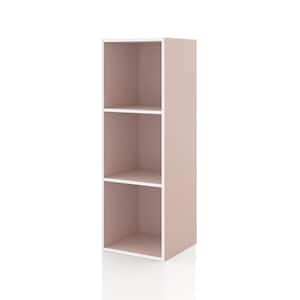 Quincy 35.27 in. Tall Stackable Light Pink Engineered Wood 3-Shelf Modern Modular Slim Bookcase