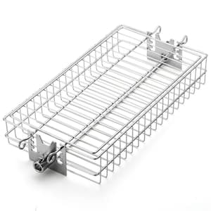Flat Rotisserie Basket, Universal, Compatible with 1/2 in. or 3/8 in. Hexagon, 3/8 in. or 5/16 in. Square Spit Rods
