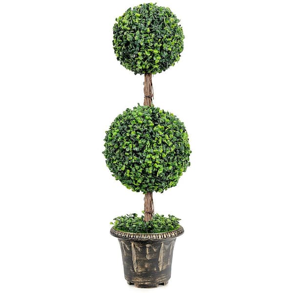 36 in. Green Artificial Double Ball Tree Plant for Indoor and Outdoor Decor