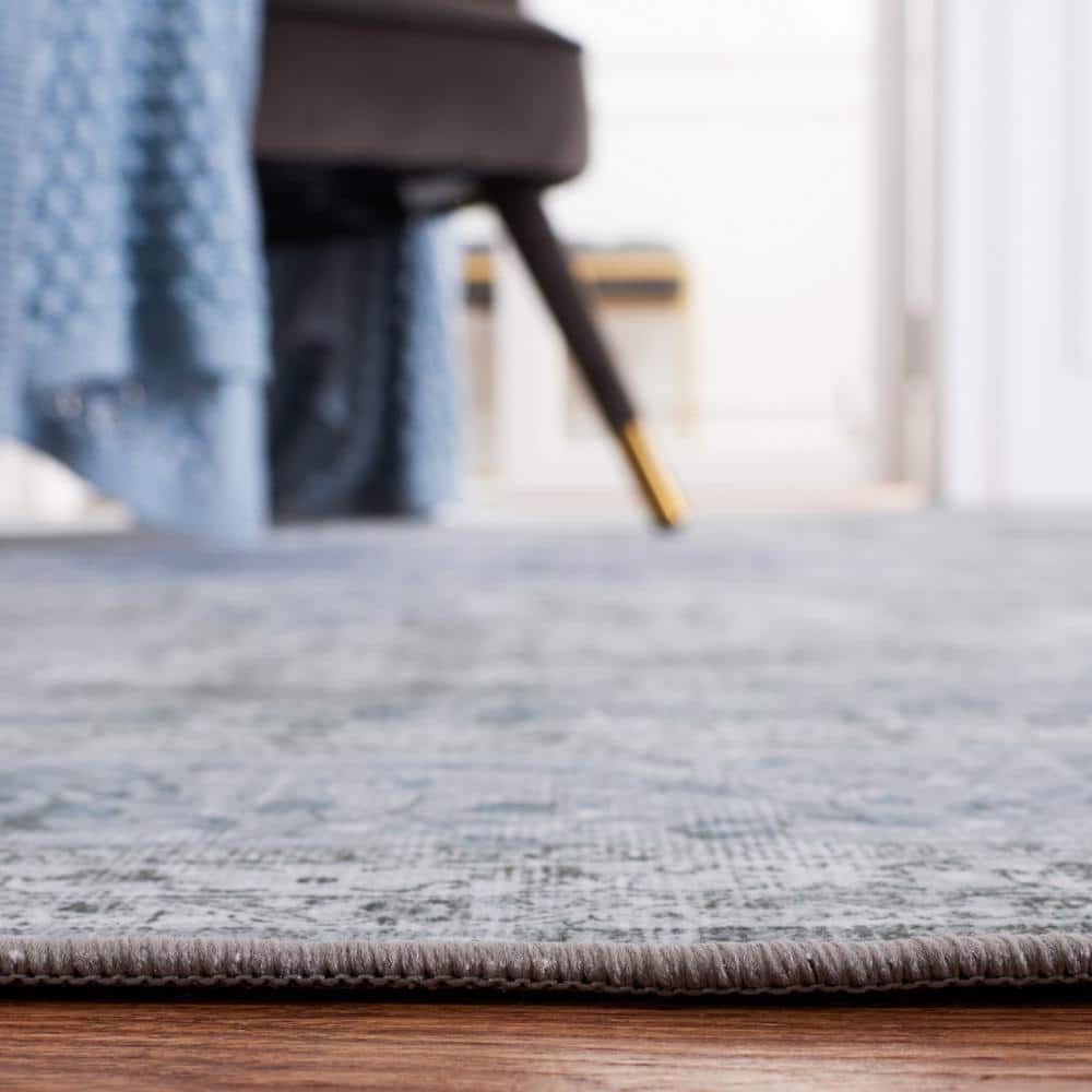 Tucson Green and Grey Non-Slip Washable Rectangular Rug