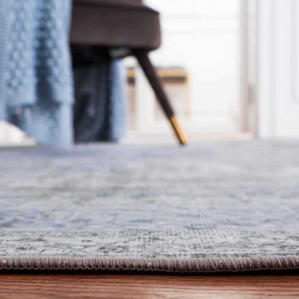 Green Hand-Knotted Washable Synthetic Area Rug