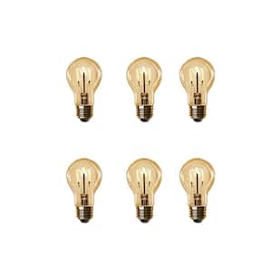40-Watt Equivalent A19 Dimmable H Shape Filament Amber Glass E26 Vintage Edison LED Light Bulb, Warm White (6-Pack)