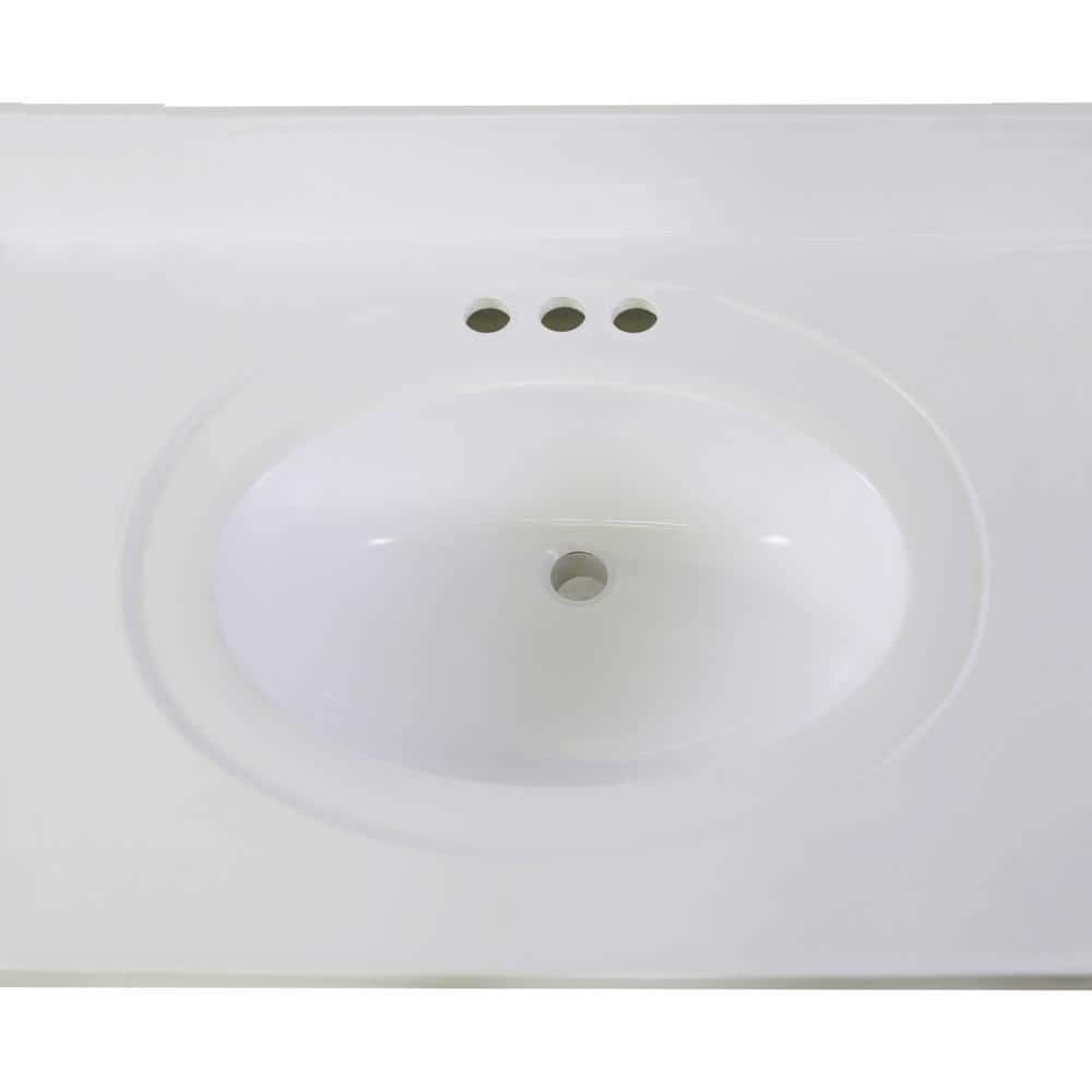 Wyndham White Cultured Marble Top Freestanding Bathroom Vanity