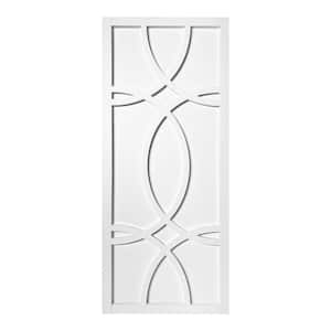 Modern 3D Yang 24 in. x 80 in. MDF Panel White Painted Sliding Barn Door with Hardware Kit