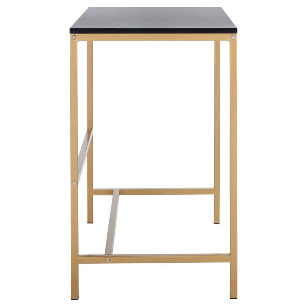 Glossy Black and Gold 34" Scandinavian Writing Desk