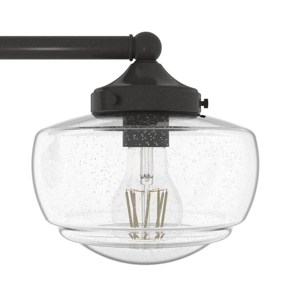 Hunter Saddle Creek 3-Light Noble Bronze Transitional Seeded Glass Linear LED Large Hanging
