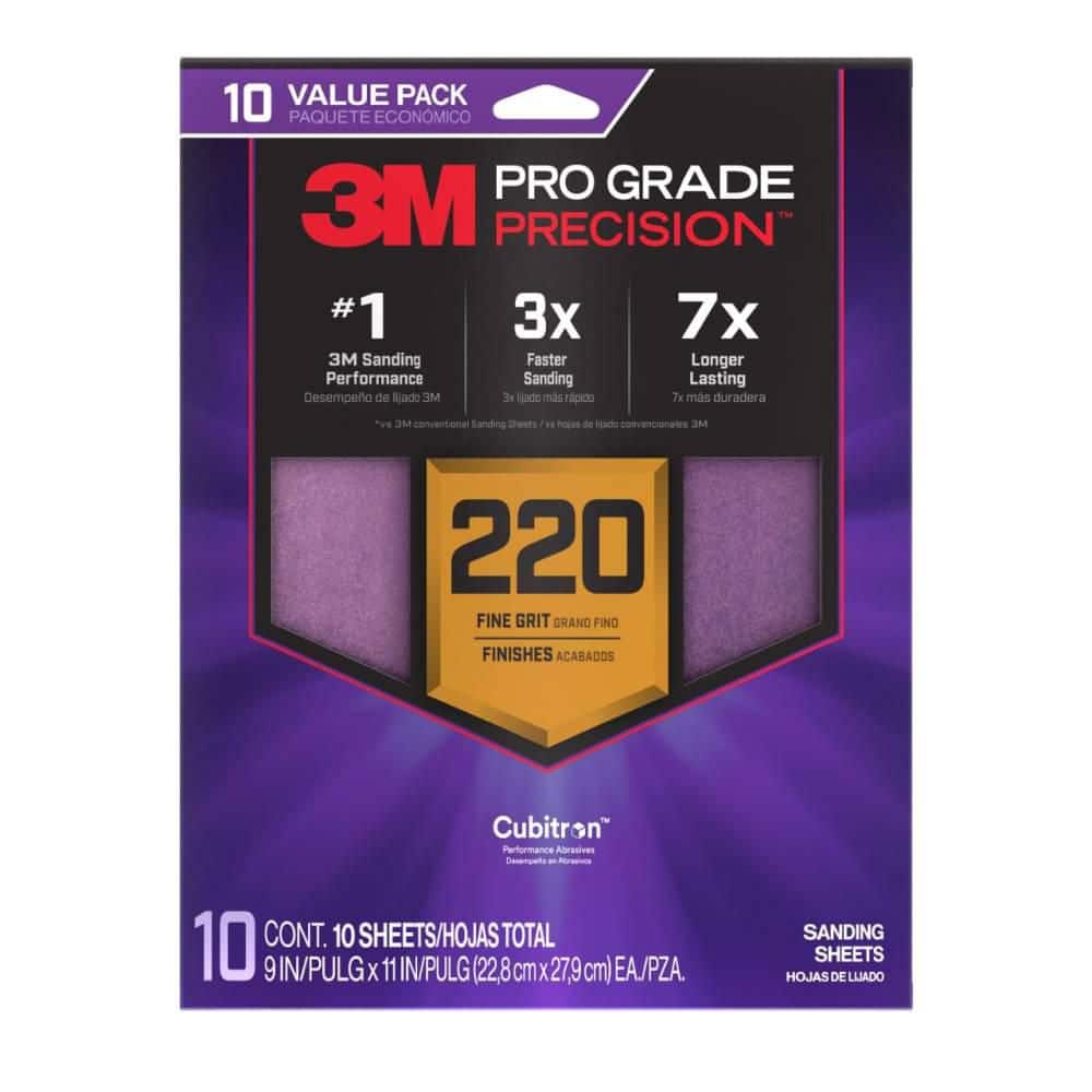 Pro Grade Precision 9 in. x 11 in. 220 Grit Faster Sanding Sheets with No-Slip Grip Backing (10-Pack) price history on PriceWatchPro
