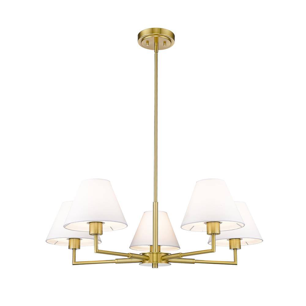 Leila Luxe Gold 5-Light Chandelier with Conical Shades