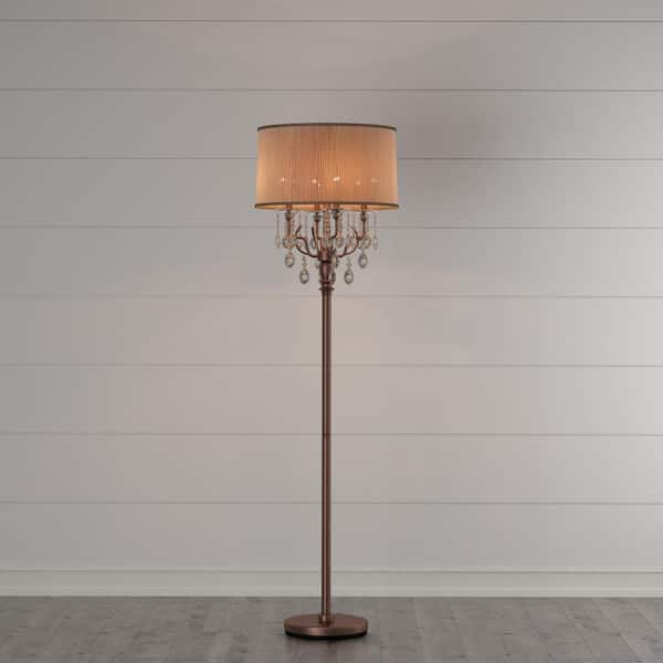 OK LIGHTING 62 in. Antique Rosie Crystal Floor Lamp OK-5126F - The