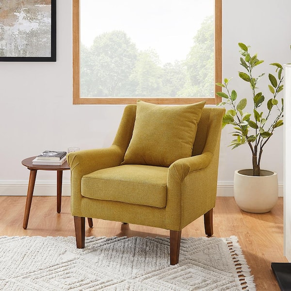 Art Leon MIA Yellow Fabric Mid Century Accent Arm Chair with