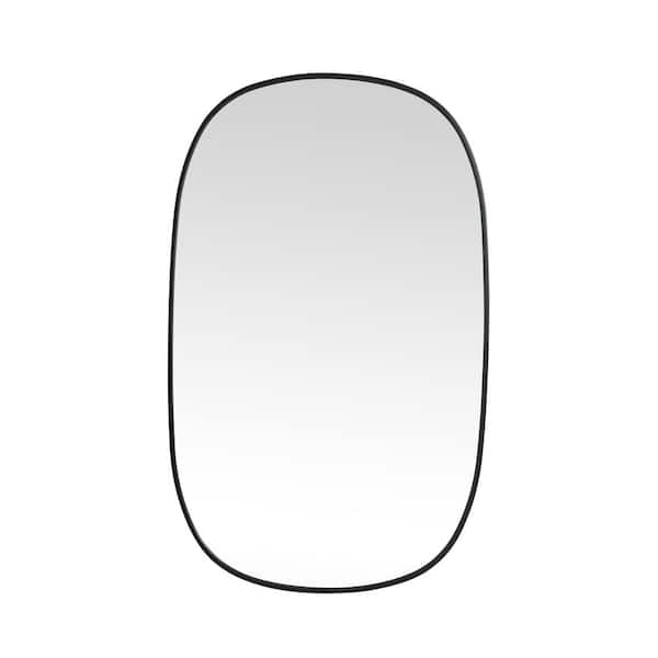 Unbranded Timeless Home 30 in. W x 48 in. H x Modern Metal Framed Oval Black Mirror