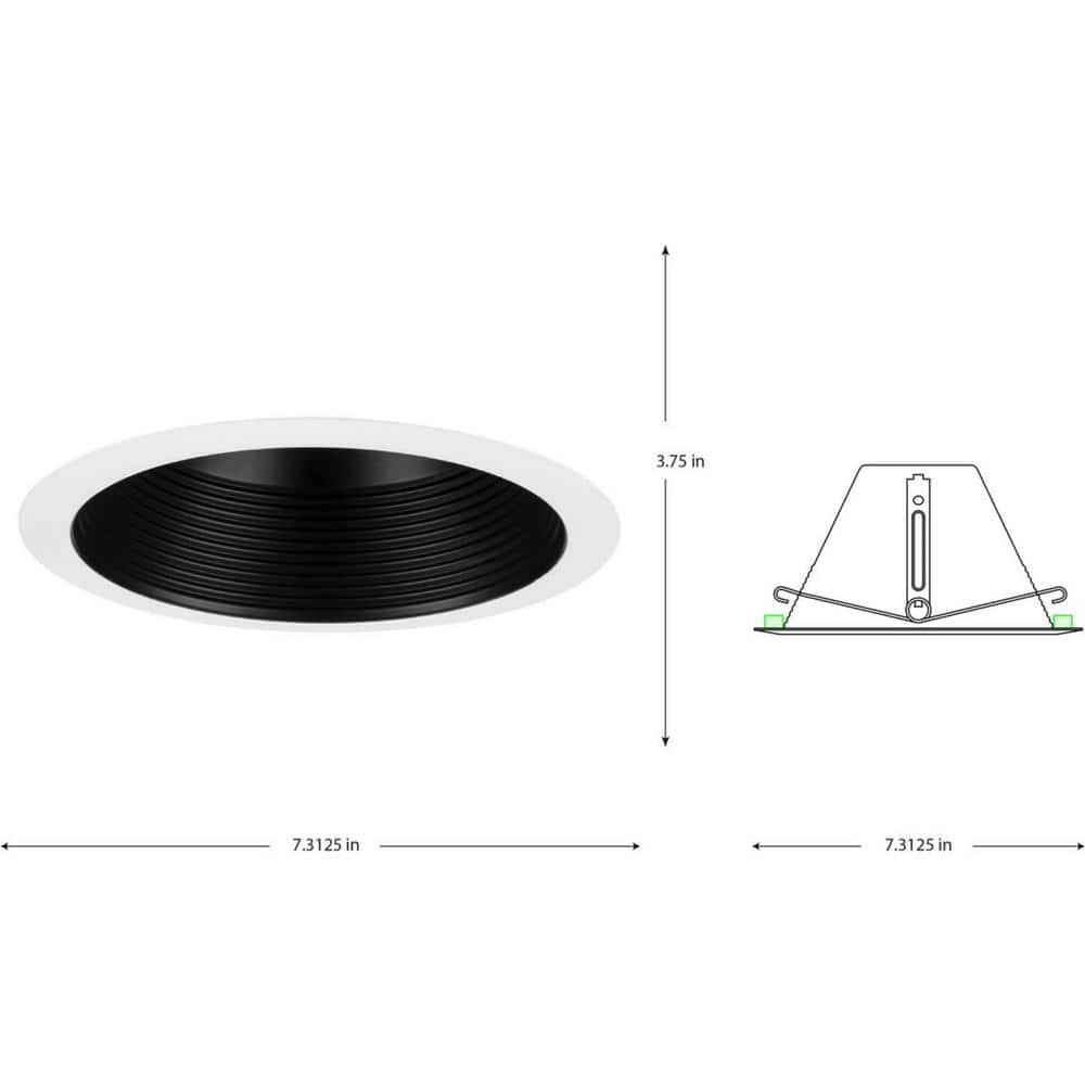 Black Aluminum 6-Inch Recessed Step Baffle Trim for Shallow Housing