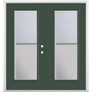 72 in. x 80 in. Conifer Steel Prehung Left-Hand Inswing Mini Blind Patio Door in Vinyl Frame with Brickmold