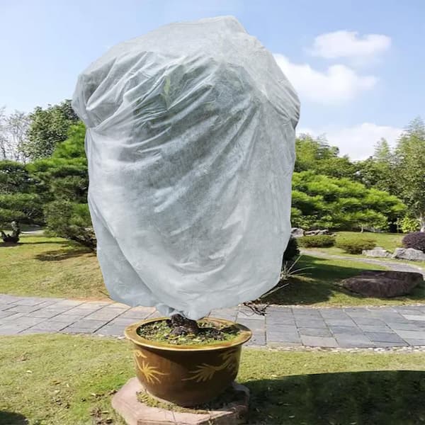 Agfabric 26 in. H x 42 in. Dia Reusable Plant Protector Bag with Drawstring  - Frost Blanket for Cold Weather PC52642W