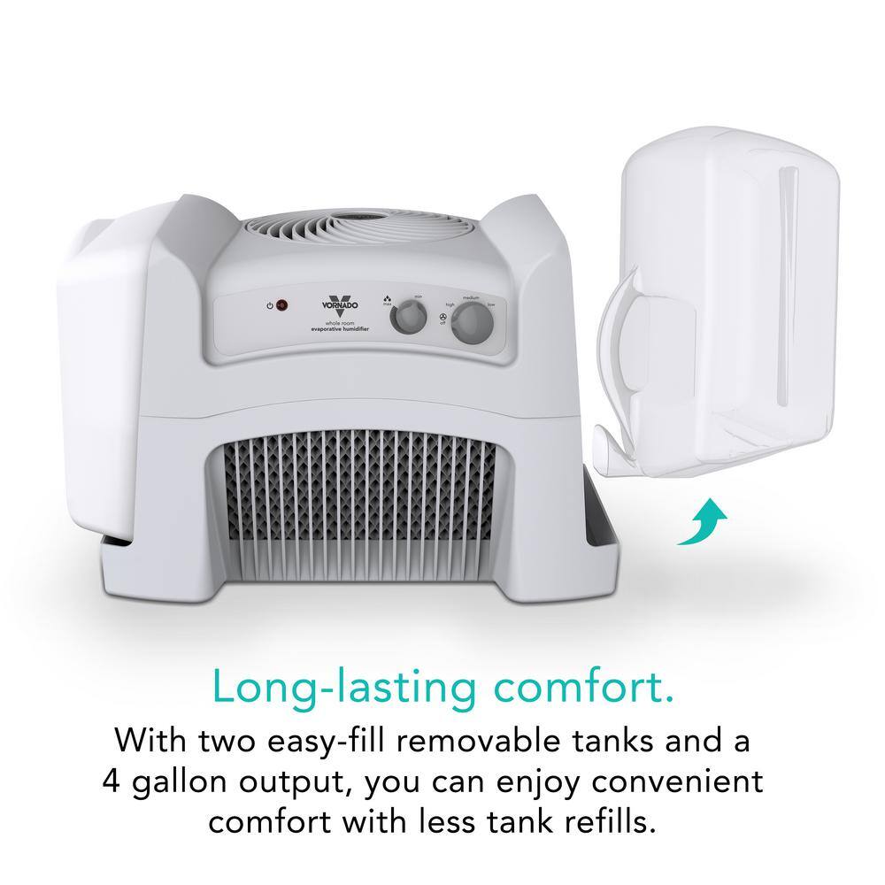 White 4-Gallon Evaporative Humidifier with Humidistat