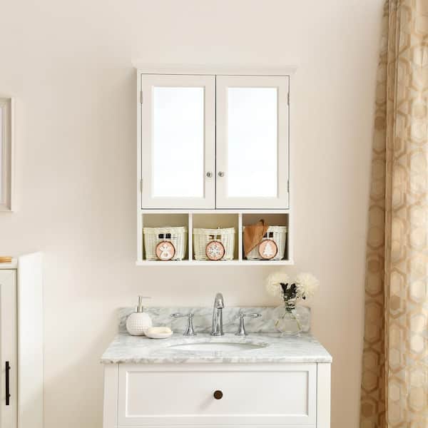 Unbranded 24.75 in. W x 30.25 in. H Rectangular Medicine Cabinet with Mirror, Bathroom Storage Cabinet