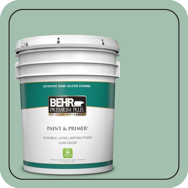 BEHR PREMIUM PLUS 5 gal. #MQ6-13 Spring Reflection Semi-Gloss Enamel Low Odor Interior Paint & Primer