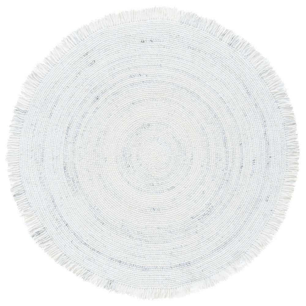 59" Gray Synthetic Round Braided Handmade Washable Rug