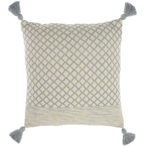 Mina Victory Lifestyles Light Gray Geometric Removable Cover 18 in. x 18 in. Throw Pillow