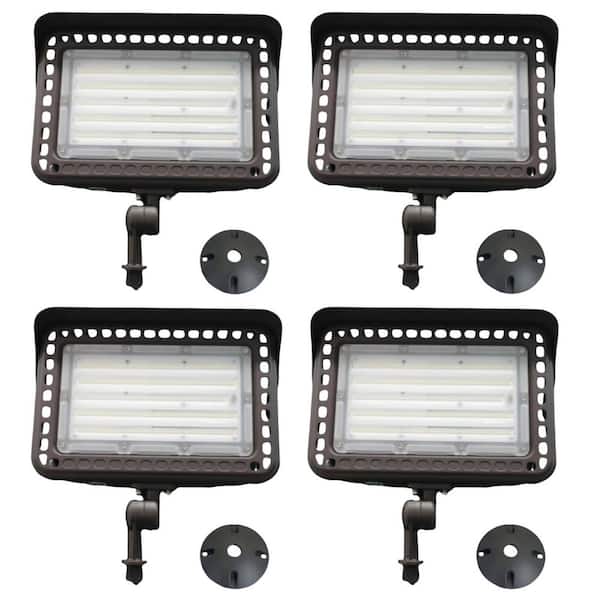600-Watt equivalent 18000-Lumen 120-Degree Bronze Dusk to Dawn Outdoor Integrated LED Flood Light for Landscap Yard 4PCS