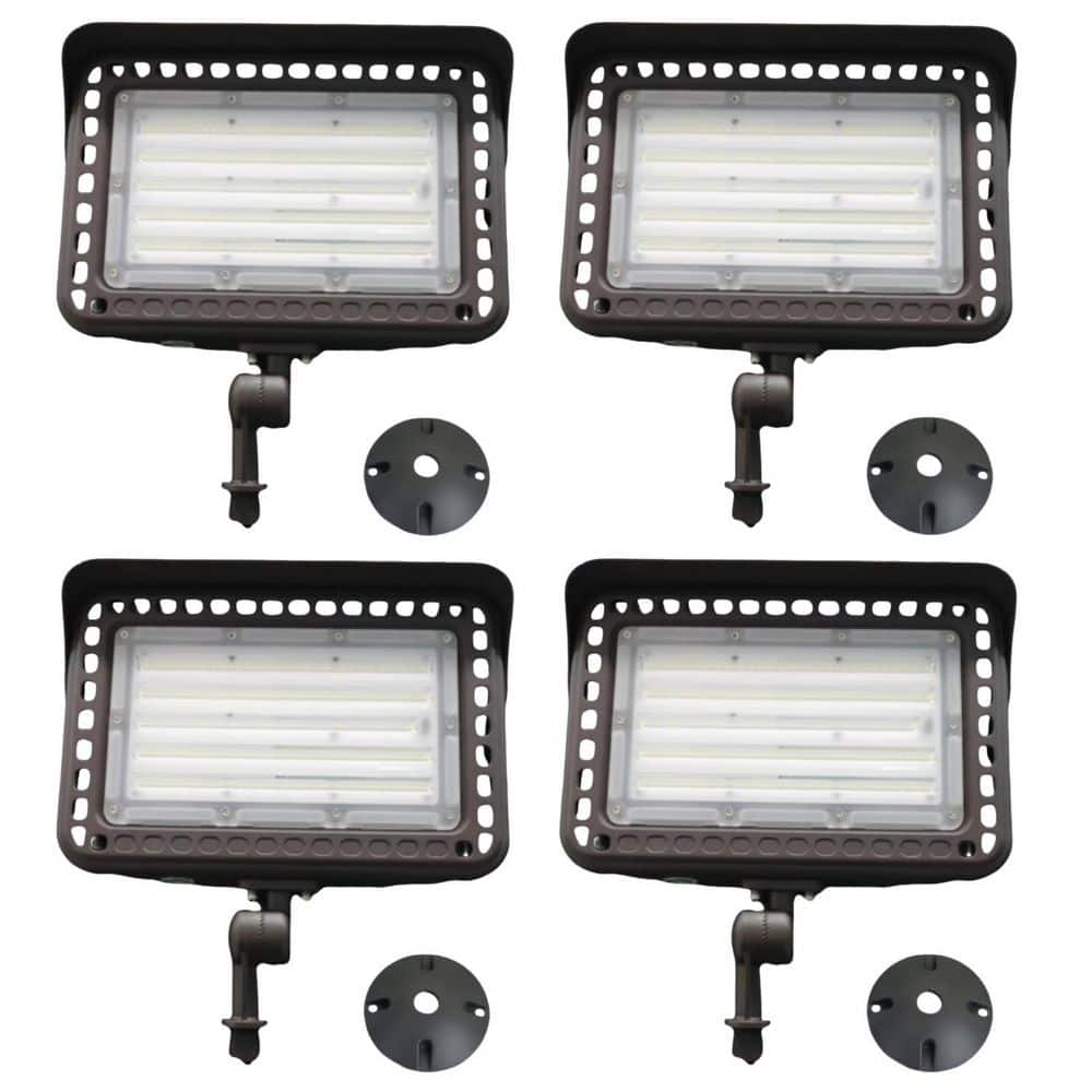 600-Watt Equivalent 18000 Lumens 120° Bronze Dusk to Dawn with Photocell Integrated LED Flood Light for Yard (4-Pack) price history on PriceWatchPro