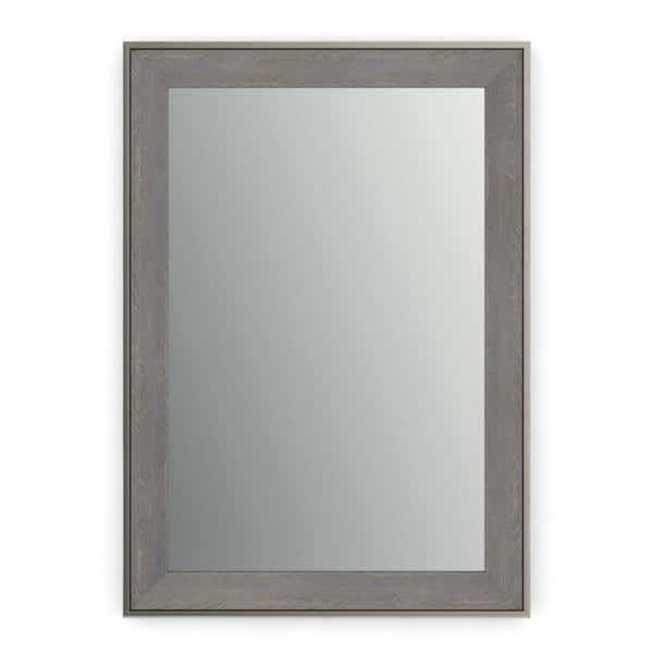 Delta 33 in. W x 47 in. H (L1) Framed Rectangular Standard Glass Bathroom Vanity Mirror in Weathered Wood