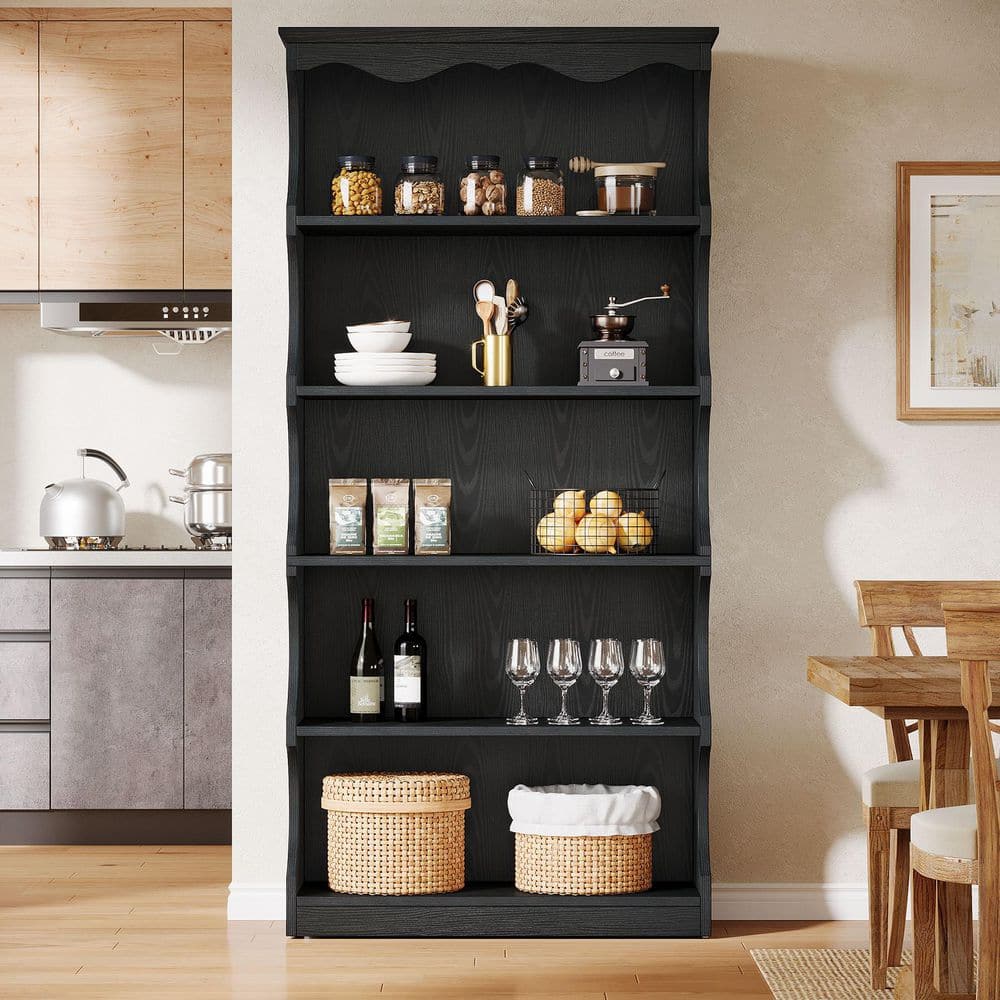 フリーチェスト　BE/BK/WAL/WH BYBLIGHT Eulas 70.9 in. Tall Black Wood 5-Shelf Standard Bookcase