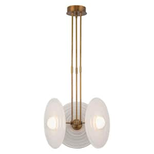 Harbour 18 in. 1 Light 25-Watt Vintage Brass/Glossy Opal Integrated LED Pendant Light