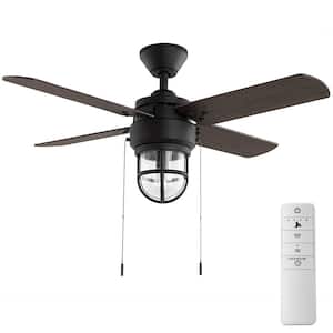 Cedar Lake 44 in. Matte Black LED Smart Hubspace Ceiling Fan with Light Kit and Remote Control